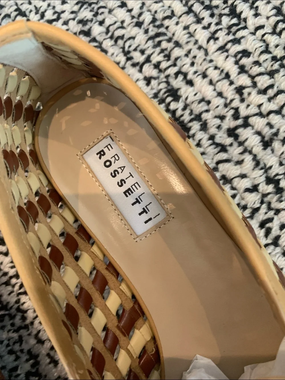New Fratelli Rossetti Woven Leather Slip-On Loafers in Brown and Cream 61/2